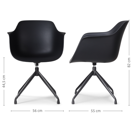 Nola-Puk draaibare eetkamerstoel zwart - zwart onderstel - set van 2 afbeelding2 - 1