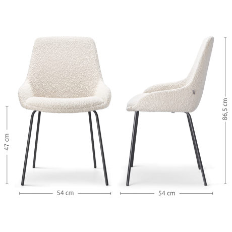 Nora-Isa eetkamerstoel bouclé beige - zwart onderstel - set van 2 afbeelding2 - 1