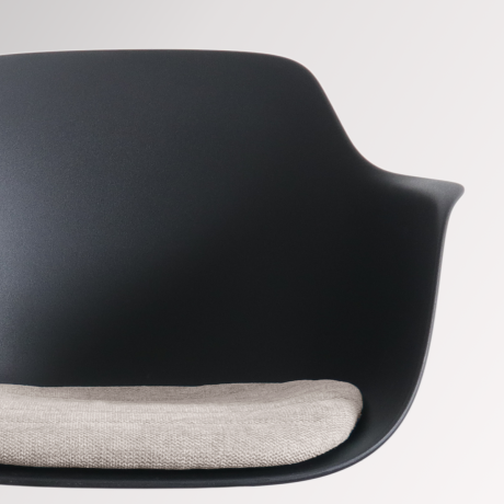 Nora-Liz eetkamerstoel zwart met beige zitkussen - zwart onderstel afbeelding2 - 1