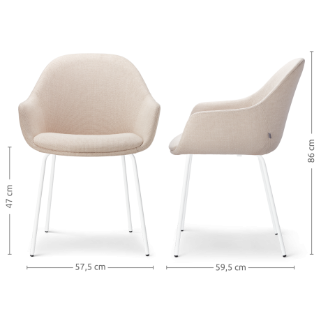 Nora-Mae eetkamerstoel beige - wit onderstel - set van 2 afbeelding2 - 1