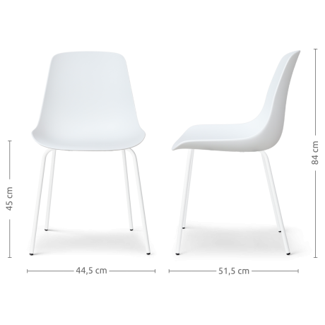 Nora-Pip eetkamerstoel wit - wit onderstel - set van 2 afbeelding2 - 1