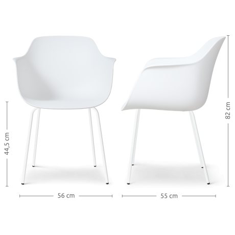 Nora-Puk eetkamerstoel wit - wit onderstel - set van 2 afbeelding2 - 1