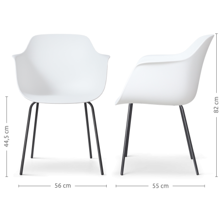Nora-Puk eetkamerstoel wit - zwart onderstel - set van 2 afbeelding2 - 1