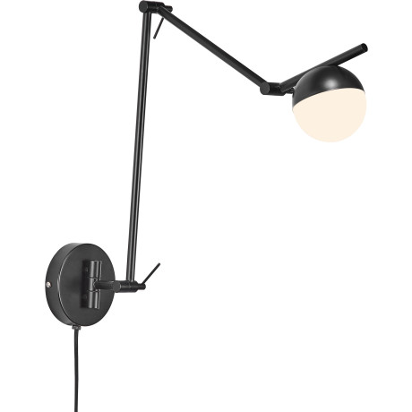 Nordlux Wandlamp CONTINA Textiel kabel, met de mond geblazen opaal glas afbeelding2 - 1