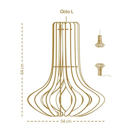 Octopus L houten hanglamp large - met koordset wit - Ø 49 cm afbeelding2 - 1