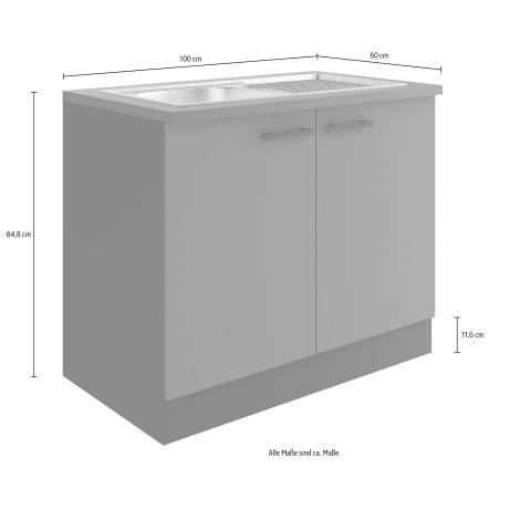 OPTIFIT Gootsteenkast Bella Breedte 100 cm, met roestvrijstalen inbouwspoelbak afbeelding2 - 1