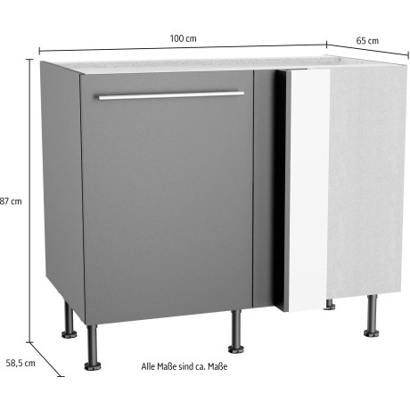 OPTIFIT Hoekonderkast Bern2 Breedte 100 x 65 cm, oplossing voor vaatwasser, 1 deur, 1 legplank afbeelding2 - 1