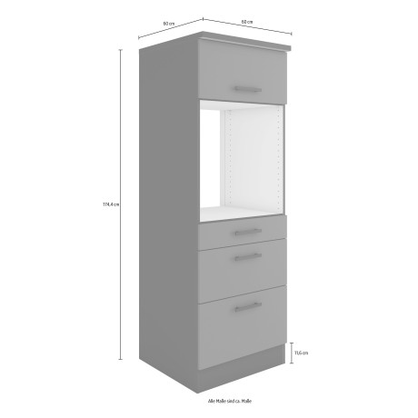 OPTIFIT Ovenombouwkast Palma Breedte 60 cm, 3 lades, 1 klep afbeelding2 - 1