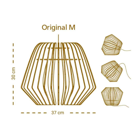 Original M houten hanglamp medium - met koordset wit - Ø 37 cm afbeelding2 - 1