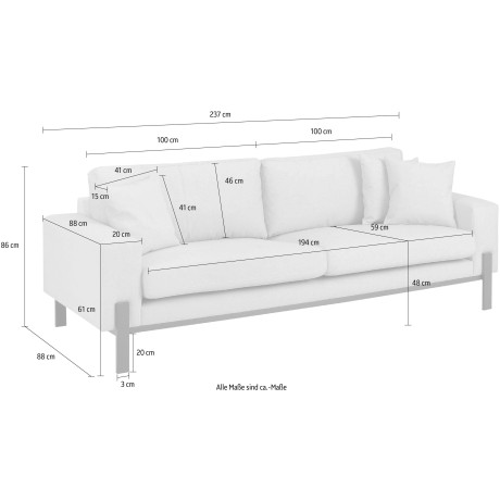 OTTO products 3-zitsbank ENNIS Verschillende stofkwaliteiten: katoen, gerecycled polyester afbeelding2 - 1