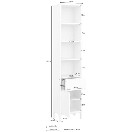 OTTO products Hoge kast Jorrick Breedte 40 cm, massief grenenhout met bio olie/was behandeld afbeelding2 - 1