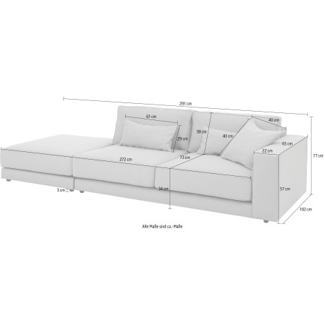 OTTO products Ottomane Grenette Modulaire bank, in katoen-/linnenmix of van gerecyclede stoffen afbeelding2 - 1