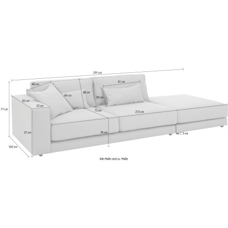 OTTO products Ottomane Grenette Modulaire bank, in katoen-/linnenmix of van gerecyclede stoffen afbeelding2 - 1