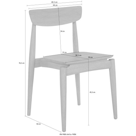 OTTO products Stoel met 4 poten Veikko veganistisch, met plantaardige bio olie behandeld, massief eikenhout, stapelbaar (set, 2 stuks) afbeelding2 - 1