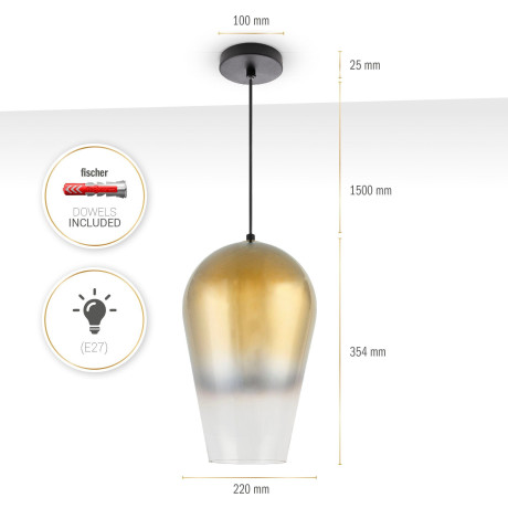 Paco Home Hanglamp Dalia Eettafel glas lampenkap hanglamp woonkamer modern E27 afbeelding2 - 1