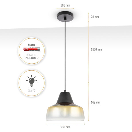 Paco Home Hanglamp Diara Glas eetkamer lamp hanglamp modern vintage industrieel E27 afbeelding2 - 1