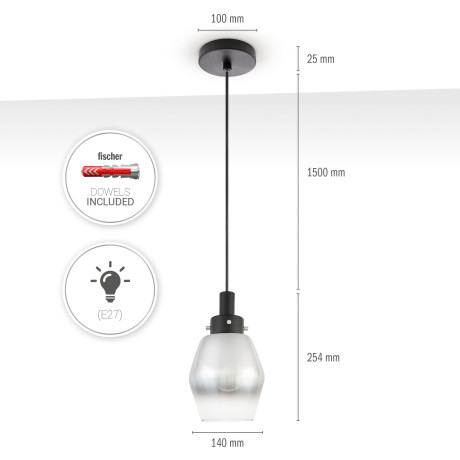 Paco Home Hanglamp DORA Hanglamp pendellamp glas eettafel industrieel vintage E27 modern afbeelding2 - 1