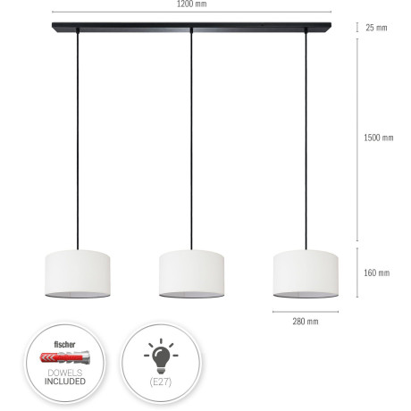 Paco Home Hanglamp HUGO CANVAS UNI COLOR Pendellamp woonkamer hanglamp eetkamer lampenkap E27 uni afbeelding2 - 1