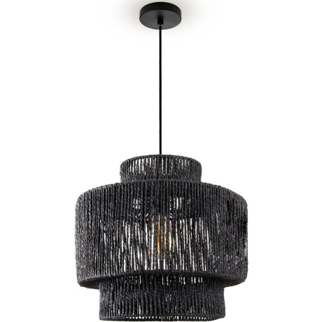 Paco Home Hanglamp Hugo Lupita Woonkamer eetkamer rattan look Boho lampenkap papier afbeelding2 - 1