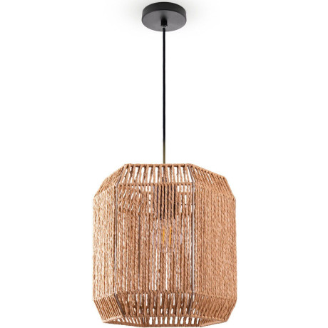 Paco Home Hanglamp Hugo Pepe Woonkamer eetkamer rattan look Boho kap papier zeshoekig afbeelding2 - 1