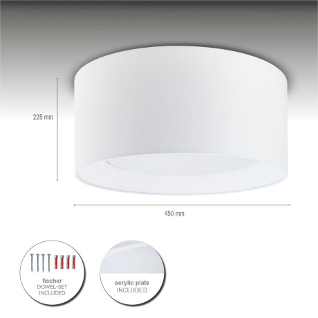 Paco Home Plafondlamp Om Rond kantoor textielkap 3 x E27 modern gesloten uni afbeelding2 - 1