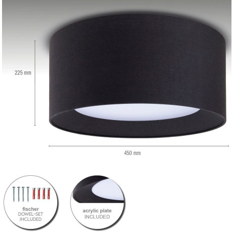 Paco Home Plafondlamp Om Rond kantoor textielkap 3 x E27 modern gesloten uni afbeelding2 - 1