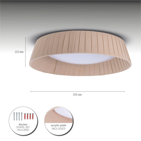 Paco Home Plafondlamp TARTE Rond kantoor lamp 2 x E27 textielkap modern gesloten uni-kleuren afbeelding2 - 1