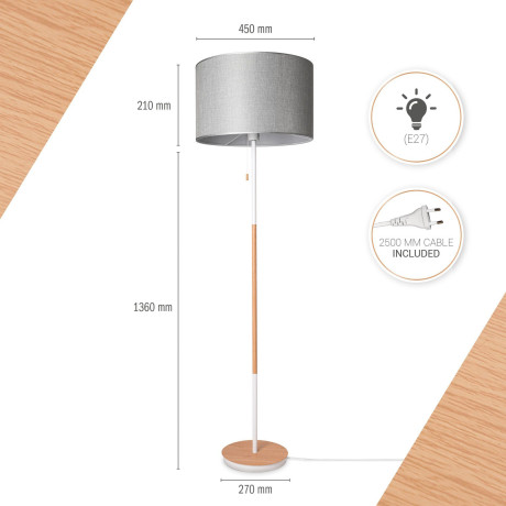 Paco Home Staande lamp EK CA UNI COLOR Stoffkap woonkamer Scandi vloerlamp E27 effen stoflamp afbeelding2 - 1