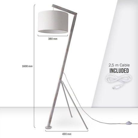 Paco Home Staande lamp GALLOW Modern woonkamer driepoot hout metaal vintage E27 galg afbeelding2 - 1
