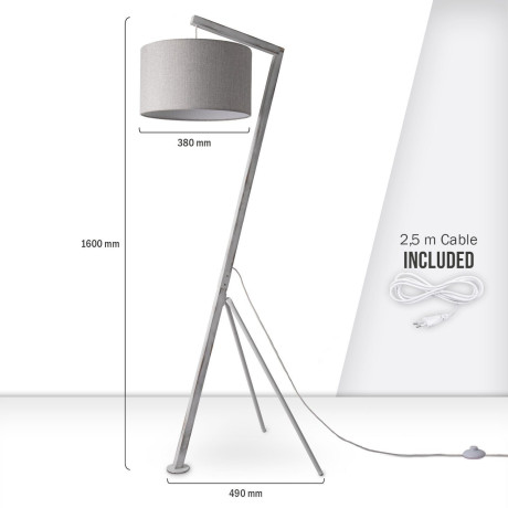 Paco Home Staande lamp GALLOW Modern woonkamer driepoot hout metaal vintage E27 galg afbeelding2 - 1