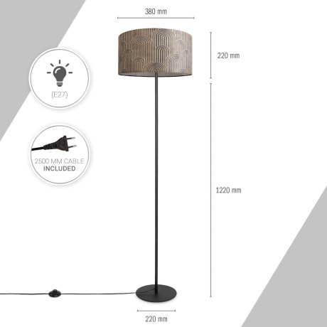 Paco Home Staande lamp Luca Pillar Met stoffen kap vloerlamp woonkamer leeslamp modern vintage E27 afbeelding2 - 1