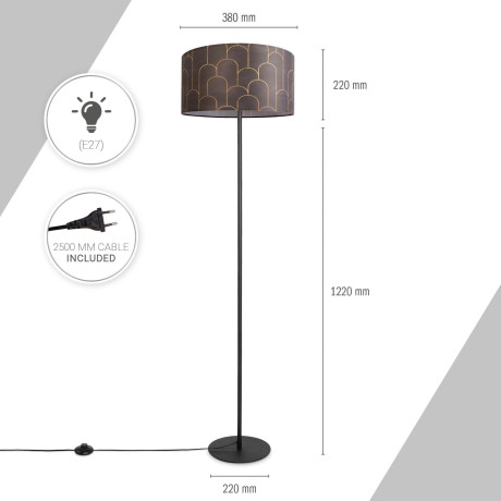 Paco Home Staande lamp Luca Pillar Vloerlamp met kap woonkamer lampenkap stof modern abstract afbeelding2 - 1