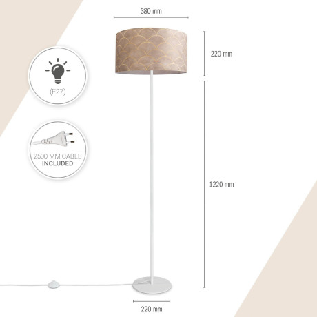 Paco Home Staande lamp Luca Pillar Vloerlamp woonkamer met stof kantoor modern vintage retro patroon E27 afbeelding2 - 1