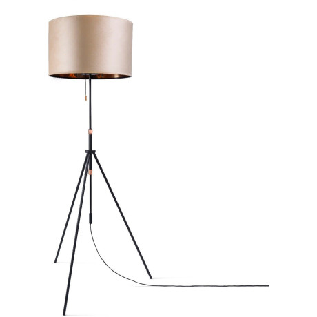 Paco Home Staande lamp Naomi uni Color Woonkamer in hoogte verstelbaar 121,5 tot 176,5 cm trekschakelaar velours afbeelding2 - 1