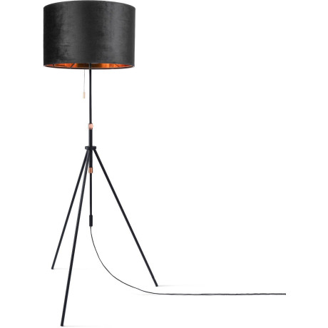 Paco Home Staande lamp Naomi uni Color Woonkamer in hoogte verstelbaar 121,5 tot 176,5 cm trekschakelaar velours afbeelding2 - 1