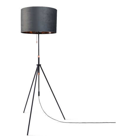 Paco Home Staande lamp Naomi uni Color Woonkamer in hoogte verstelbaar 121,5 tot 176,5 cm trekschakelaar velours afbeelding2 - 1