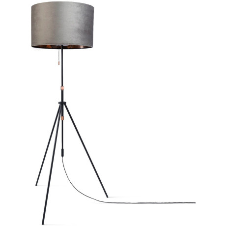 Paco Home Staande lamp Naomi uni Color Woonkamer in hoogte verstelbaar 121,5 tot 176,5 cm trekschakelaar velours afbeelding2 - 1