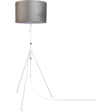 Paco Home Staande lamp Naomi uni Color Woonkamer in hoogte verstelbaar 121,5 tot 176,5 cm trekschakelaar velours afbeelding2 - 1