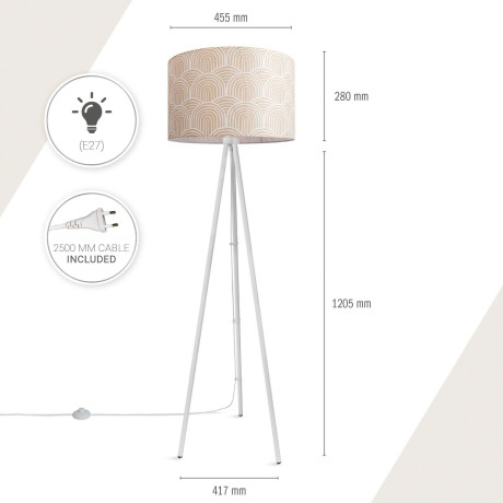 Paco Home Staande lamp Trina Pillar Woonkamer vloerlamp driepoot statief met stoffen kap uni modern afbeelding2 - 1