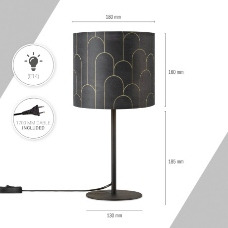 Paco Home Tafellamp Luca Pillar Nacht met kap abstract modern stoffen kap afbeelding2 - 1