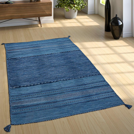 Paco Home Vloerkleed Kilim 217 met de hand geweven tweezijdig te gebruiken kleed, puur katoen, gestreept, woonkamer afbeelding2 - 1