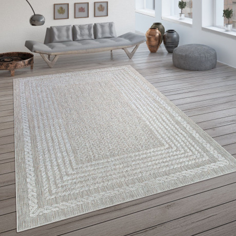 Paco Home Vloerkleed Liege 390 Platweefsel, gemêleerde sisal look, met randdessin, geschikt voor buiten afbeelding2 - 1