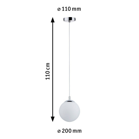 Paulmann Hanglamp Globe IP44 E27 max. 20W Satin, Chroom dimbaar (1 stuk) afbeelding2 - 1