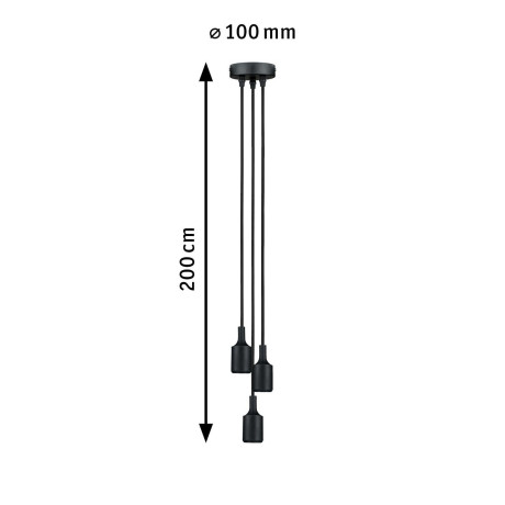 Paulmann Hanglamp Neordic Ketil max. 3x60W Zwart 230V Silikon/Kunststof (1 stuk) afbeelding2 - 1