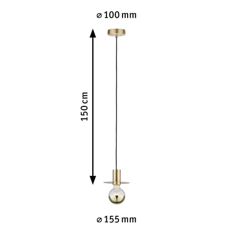 Paulmann Hanglamp Neordic Stian max. 1x60W Geborsteld messing 230V Metaal (1 stuk) afbeelding2 - 1