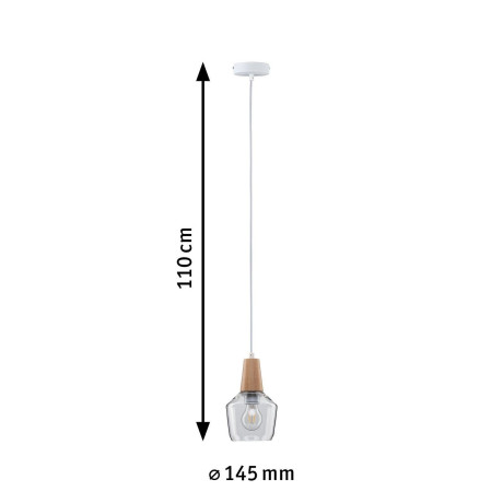 Paulmann Hanglamp Neordic Ylvie max. 1x20W Helder/Hout 230V Glas/Hout (1 stuk) afbeelding2 - 1