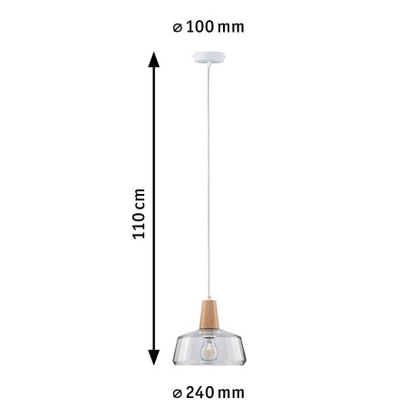 Paulmann Hanglamp Neordic Yva max. 1x20W 230V Glas/Hout (1 stuk) afbeelding2 - 1