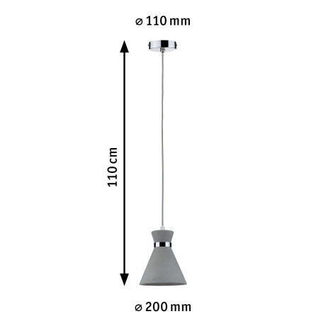 Paulmann Hanglamp Verve IP44 max. 20W Grijs/Chroom 230V Beton/Metaal (1 stuk) afbeelding2 - 1