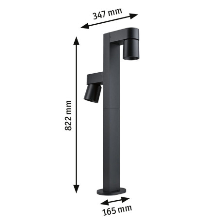 Paulmann Led-bolderlamp Kimu IP44 822mm 2200K 2x7,8W 720lm 230V 70° Antraciet Aluminium (1 stuk) afbeelding2 - 1