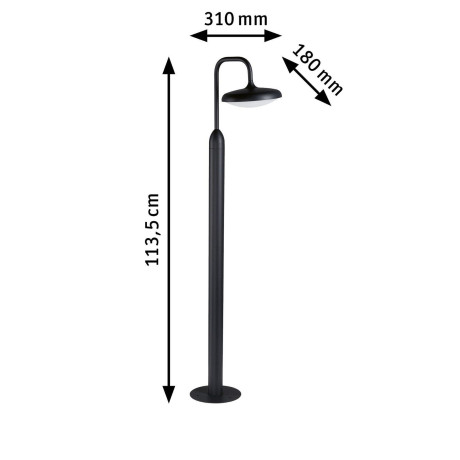 Paulmann Led-bolderlamp Nostro IP44 rond 1.135mm 3000K 10W 900lm 230V Antraciet Aluminium (1 stuk) afbeelding2 - 1